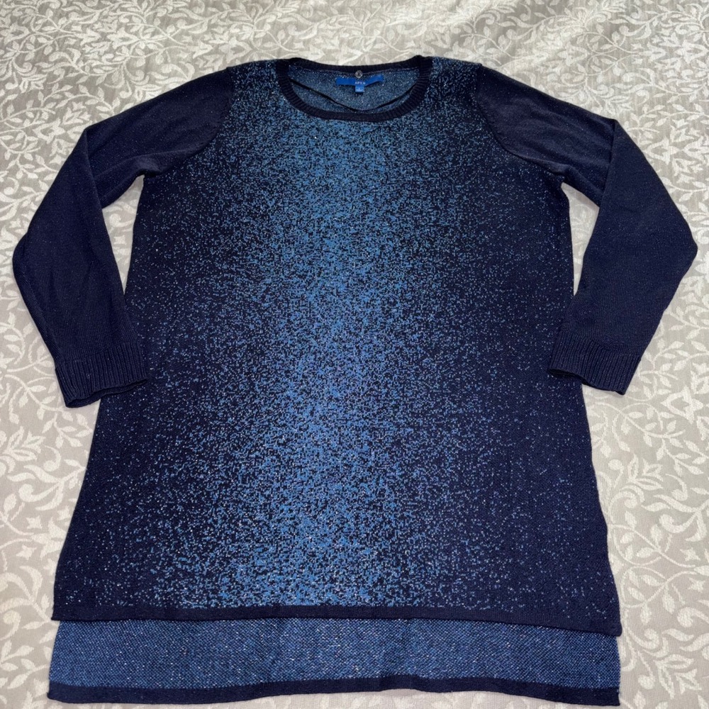 Apt 9 Tunic Sweater Sparkly Blue Metallic Women's Large (D14)‎